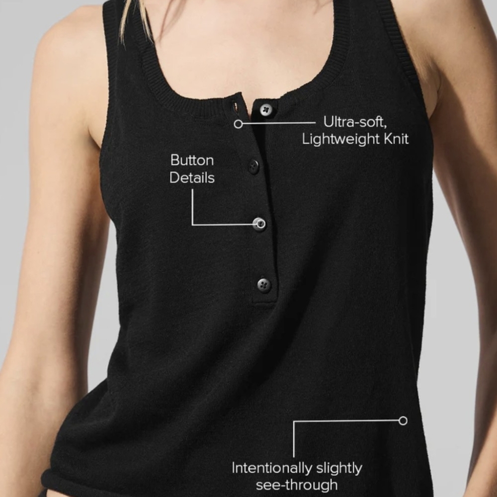 ALO Supernatural Henley Knit Tank Top Small - Picture 4 of 11